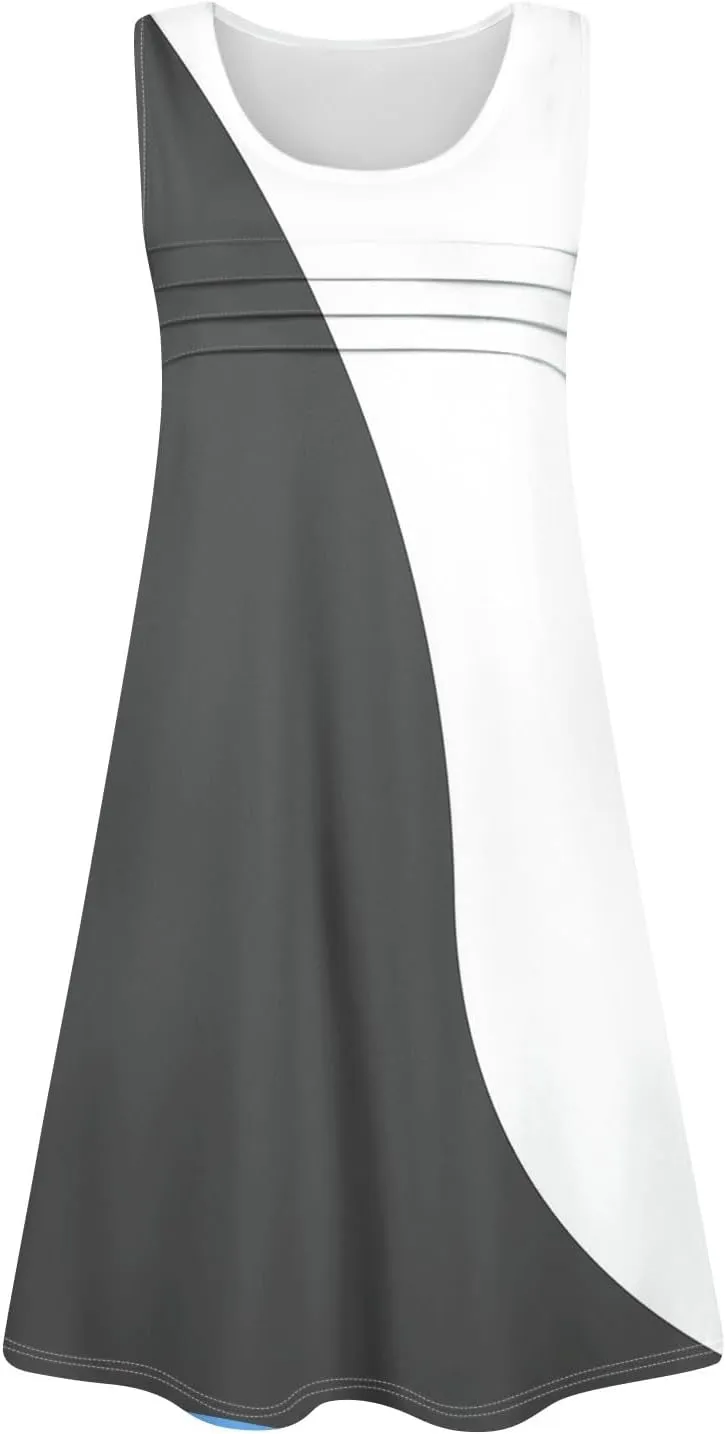 Summer Dresses for Women 2025 Beach Vacation Spring Clothes Sleeveless Crewneck Folds Casual Mini Dress