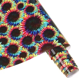 Sunflower HTV Vinyl Roll 12" x 8ft Tie Dye HTV Heat Transfer Vinyl Roll Seamless Rainbow Patterned Iron On Vinyl for Fabrics