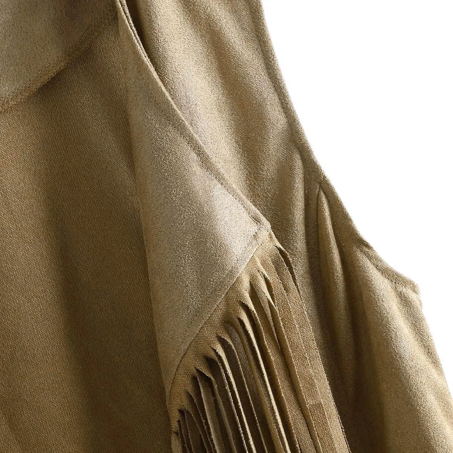 Trendy Faux Suede Fringe Jacket for Women 70s Hippie Cardigans Vest Motorcycle Tassels Sleeveless Coats