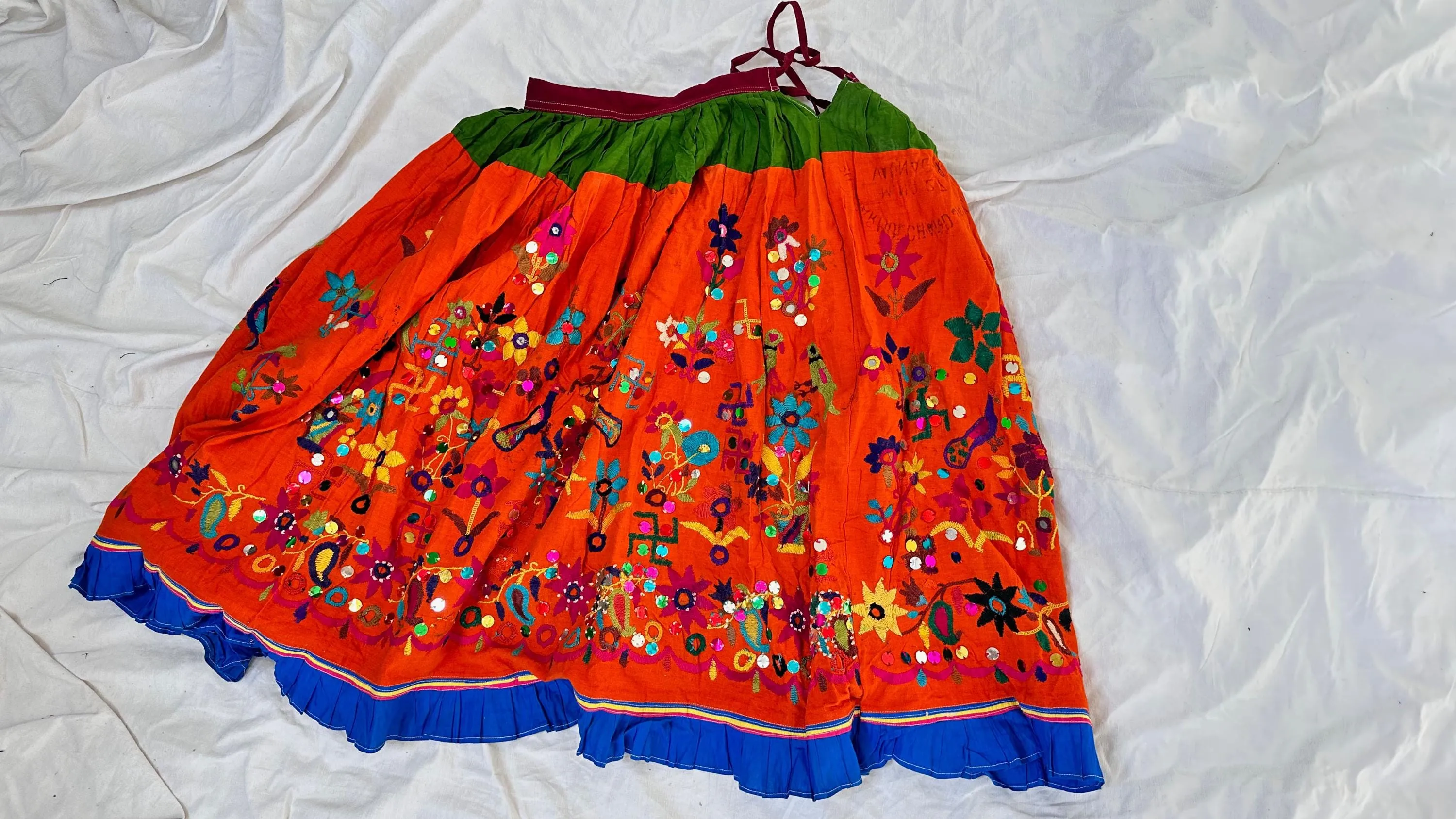 Vintage Banni Embroidered Drawstring Skirt. 0560