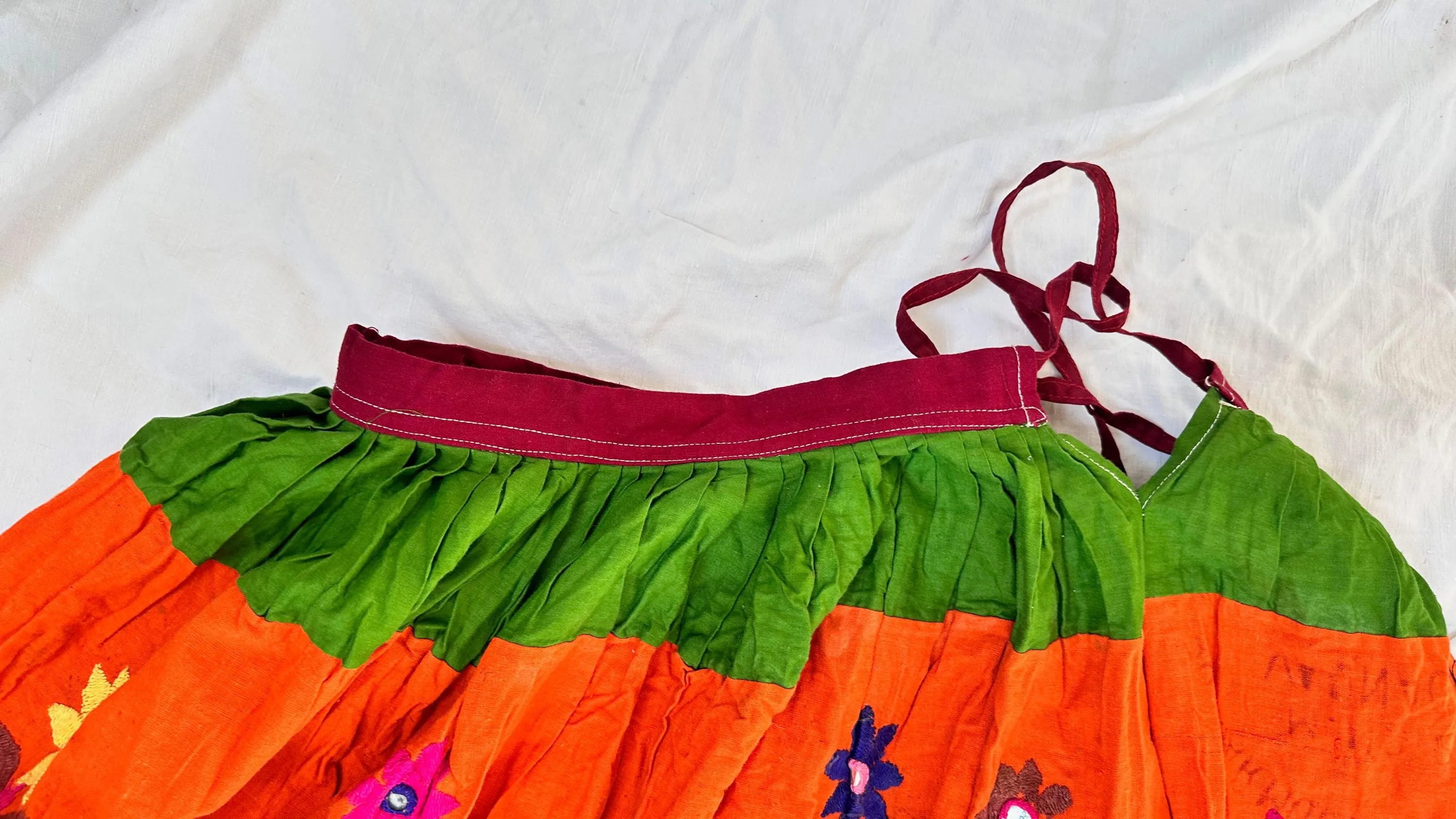 Vintage Banni Embroidered Drawstring Skirt. 0560