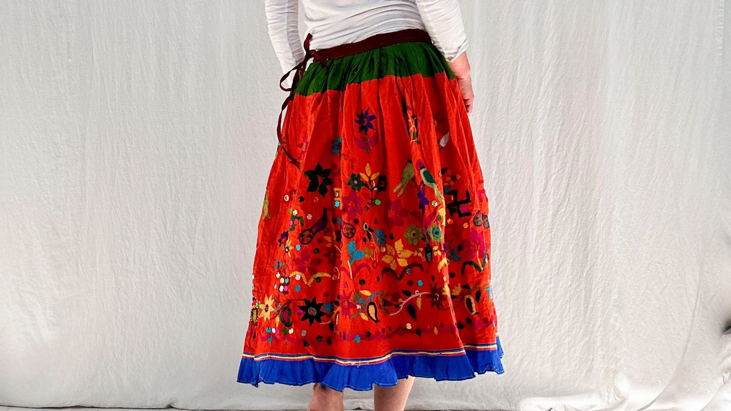 Vintage Banni Embroidered Drawstring Skirt. 0560