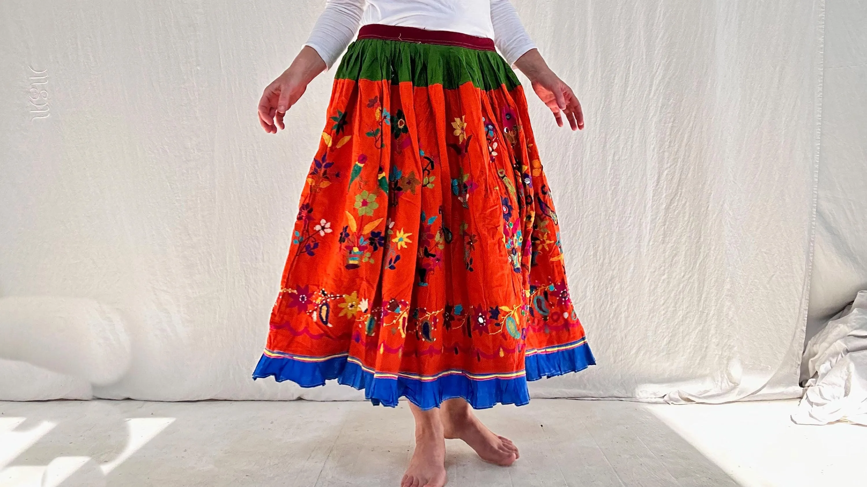 Vintage Banni Embroidered Drawstring Skirt. 0560