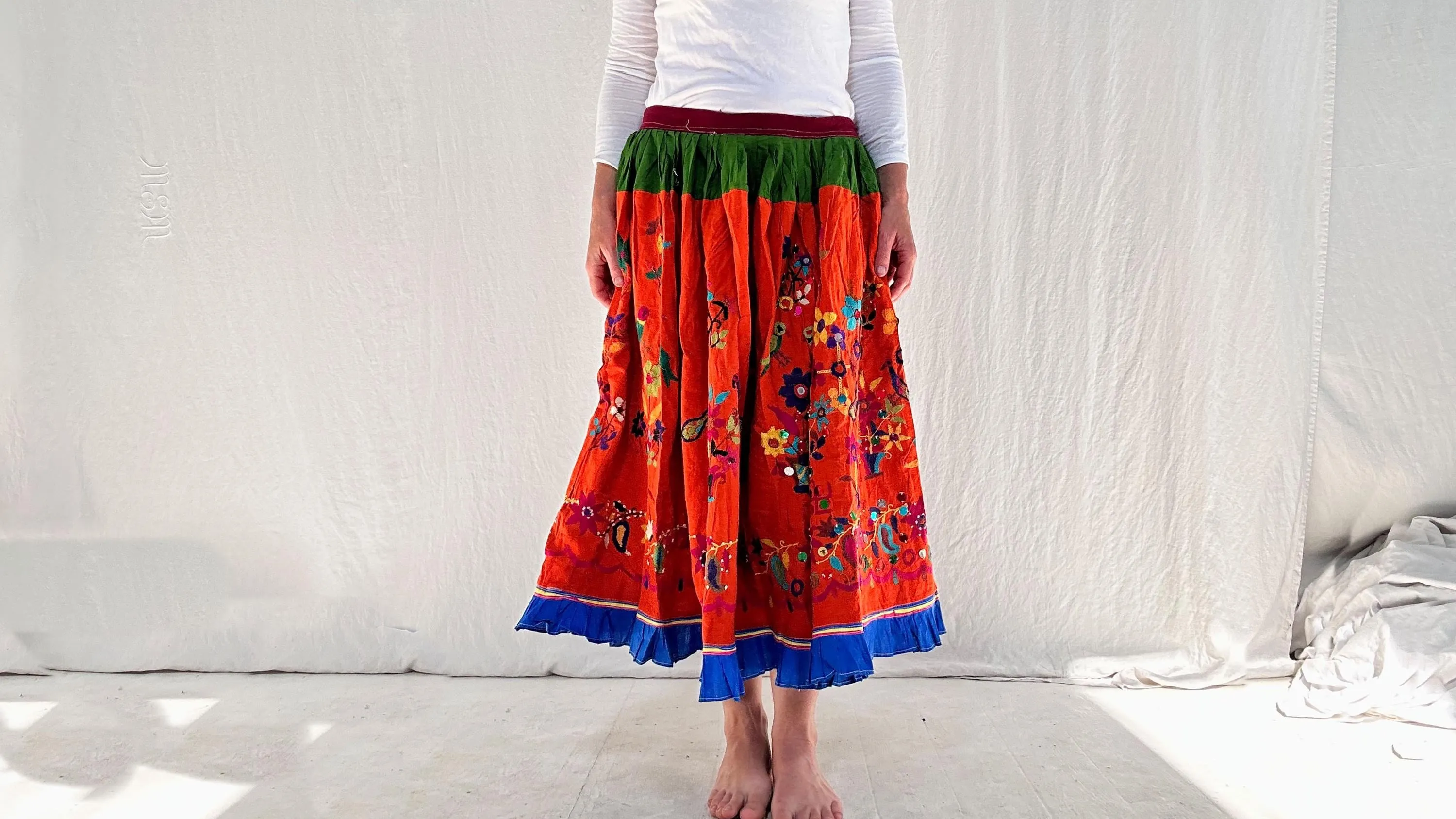 Vintage Banni Embroidered Drawstring Skirt. 0560