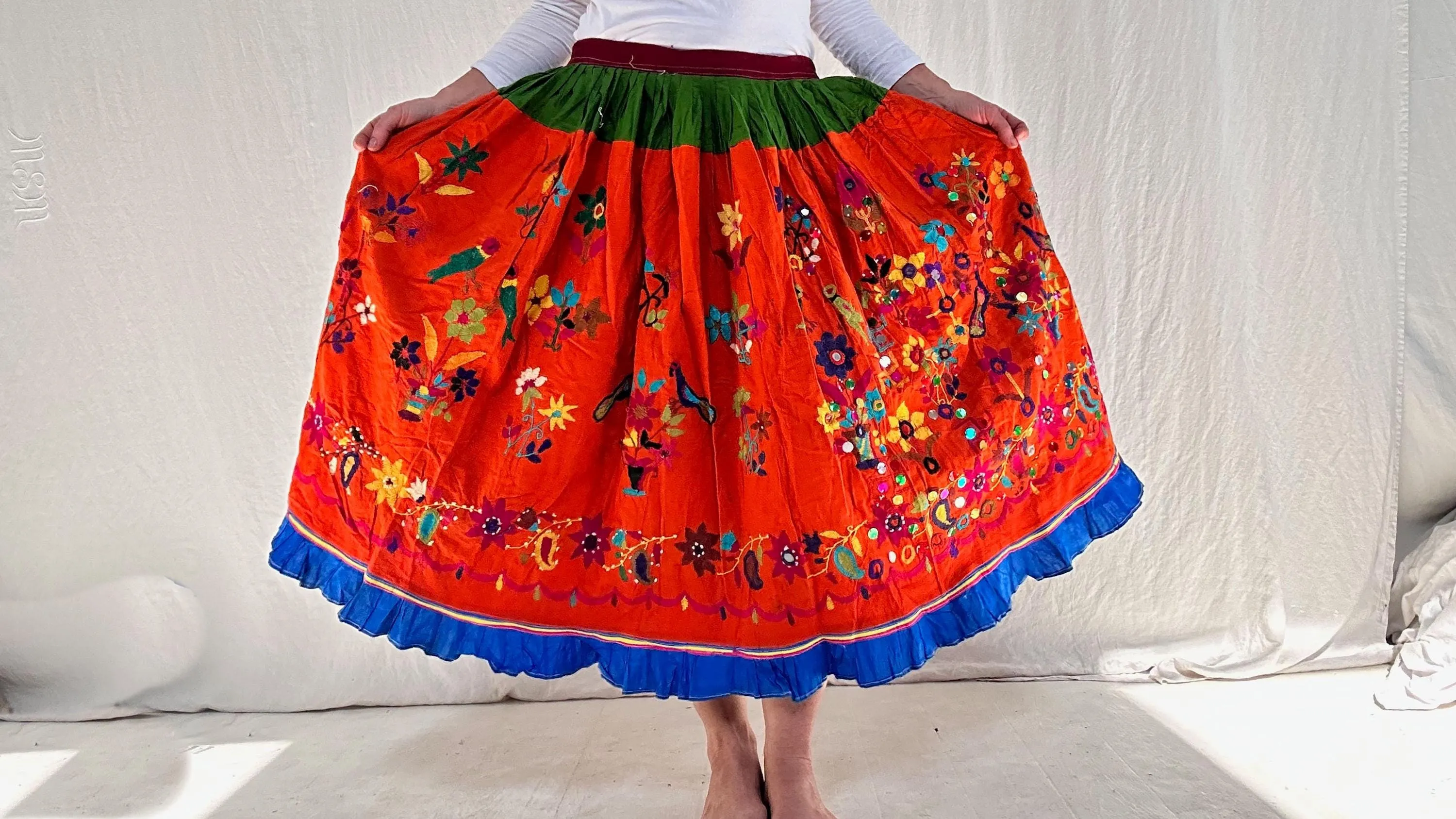 Vintage Banni Embroidered Drawstring Skirt. 0560