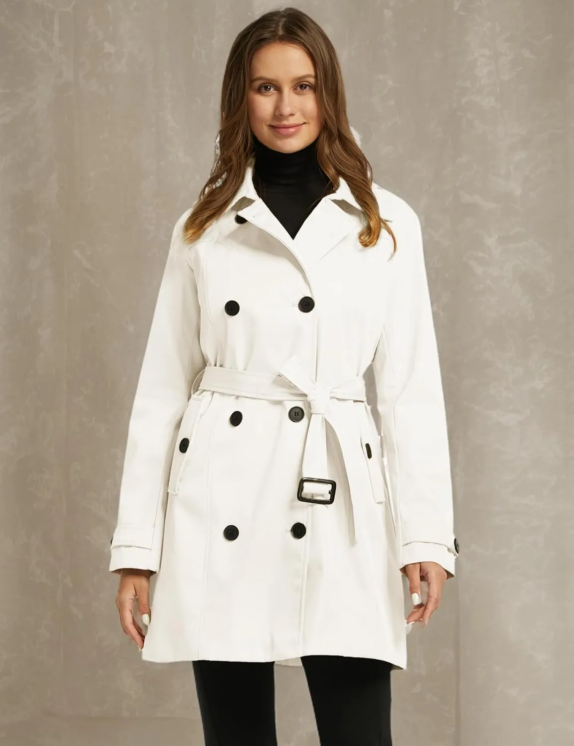 wantdo Women's Waterproof Trench Coat Classic Lapel Outerwear Coat with Belt