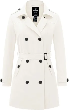 wantdo Women's Waterproof Trench Coat Classic Lapel Outerwear Coat with Belt