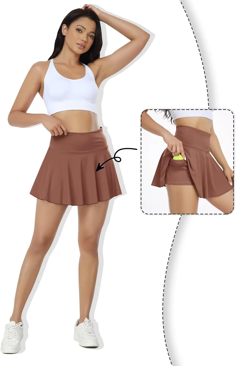Womens Pleated Skirt High Waisted Mini Tennis Skirts for Women with Shorts Pockets Pickleball Skater Cheer Skorts