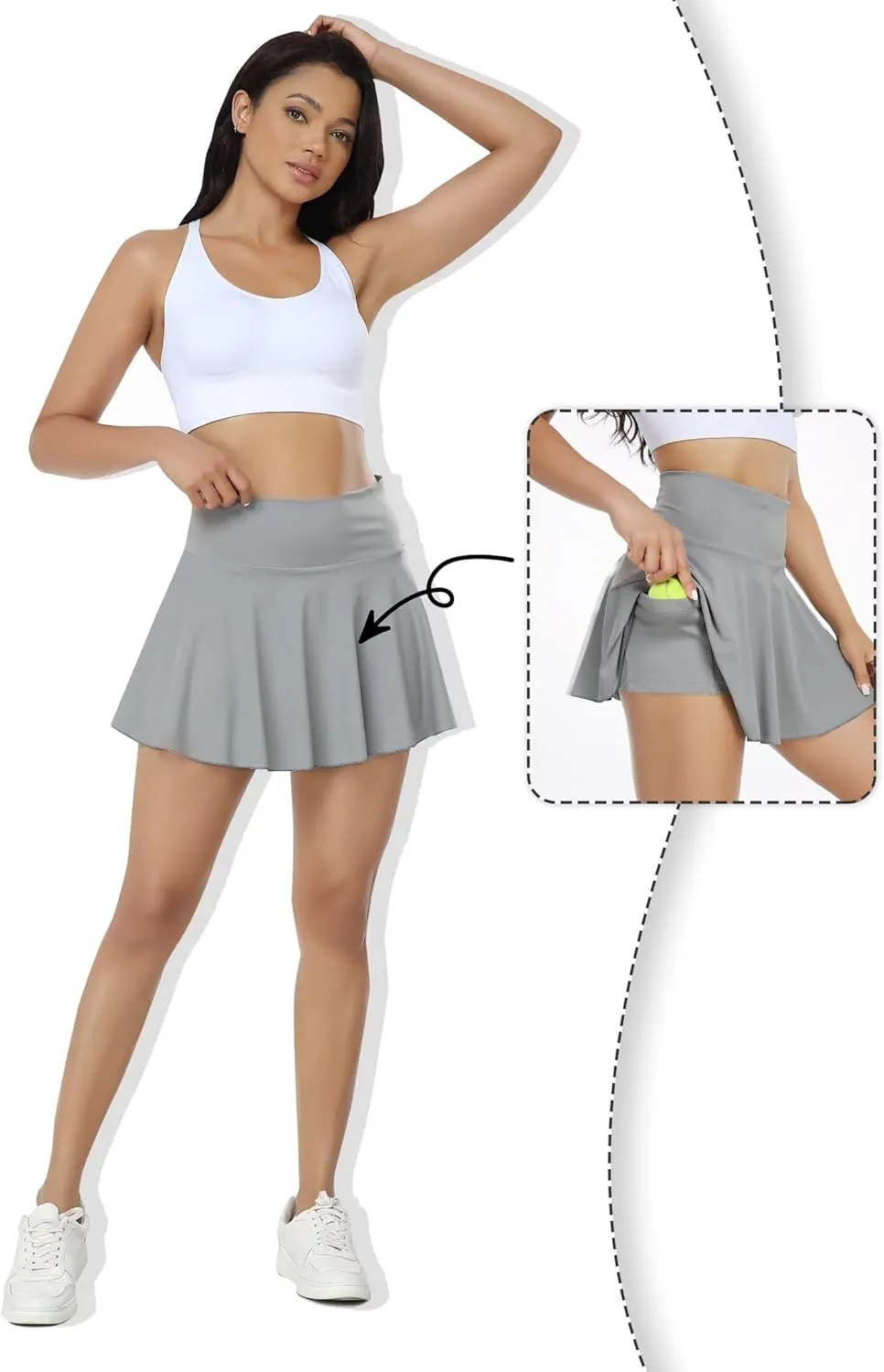 Womens Pleated Skirt High Waisted Mini Tennis Skirts for Women with Shorts Pockets Pickleball Skater Cheer Skorts