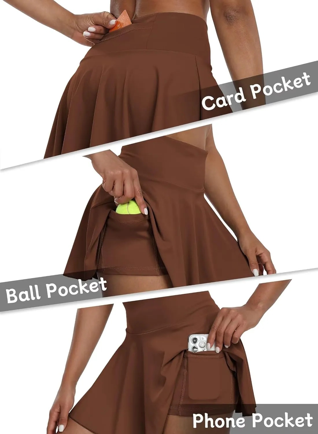 Womens Pleated Skirt High Waisted Mini Tennis Skirts for Women with Shorts Pockets Pickleball Skater Cheer Skorts