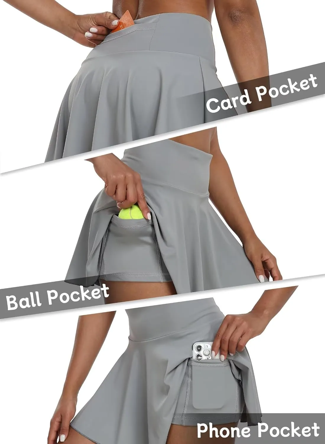 Womens Pleated Skirt High Waisted Mini Tennis Skirts for Women with Shorts Pockets Pickleball Skater Cheer Skorts