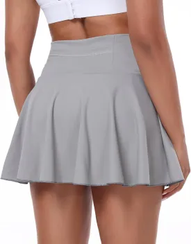 Womens Pleated Skirt High Waisted Mini Tennis Skirts for Women with Shorts Pockets Pickleball Skater Cheer Skorts