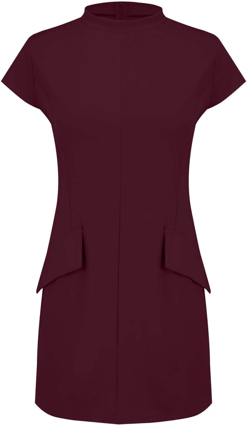 Womens Summer Slim Fit Dress Mock Round Neck Short Sleeve Bodycon Party Club Mini Dresses with Pockets Casual 2025