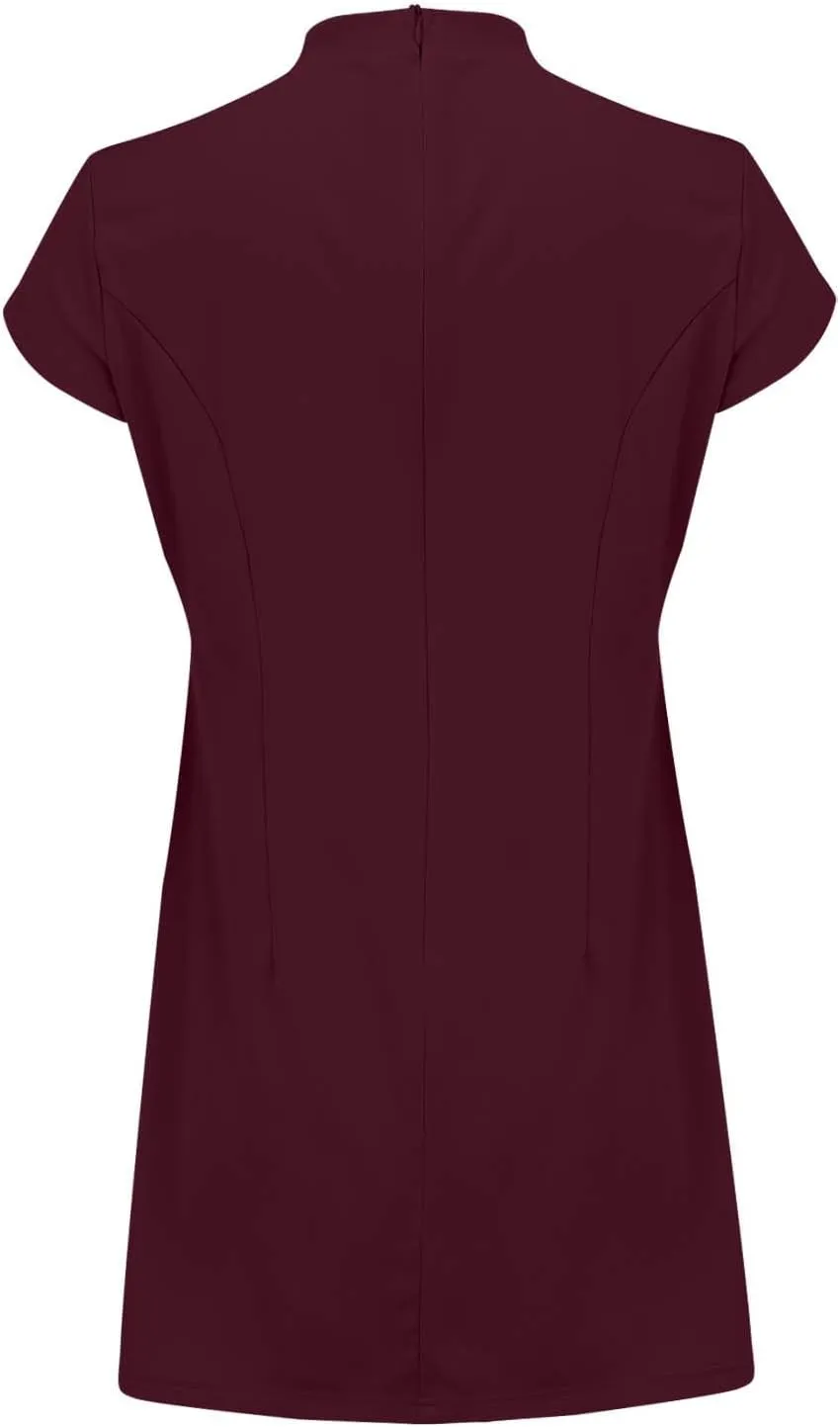 Womens Summer Slim Fit Dress Mock Round Neck Short Sleeve Bodycon Party Club Mini Dresses with Pockets Casual 2025